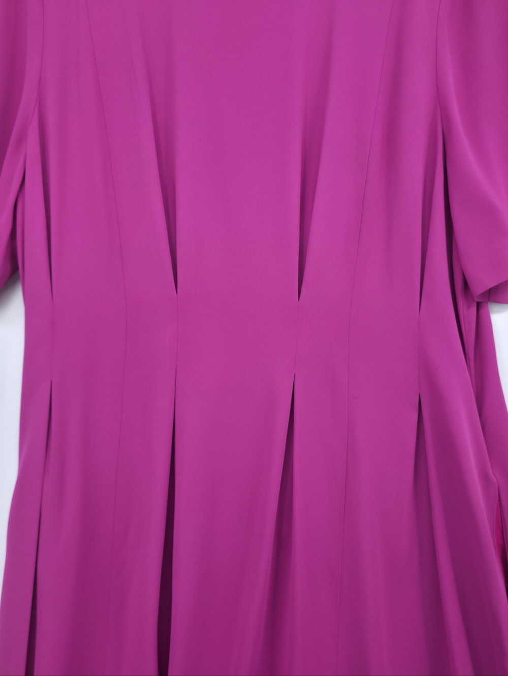 Boden Fuchsia Pleated Midi Dress Fit & Flare Short Sleeve Tailored Size 14 - Picture 5 of 16